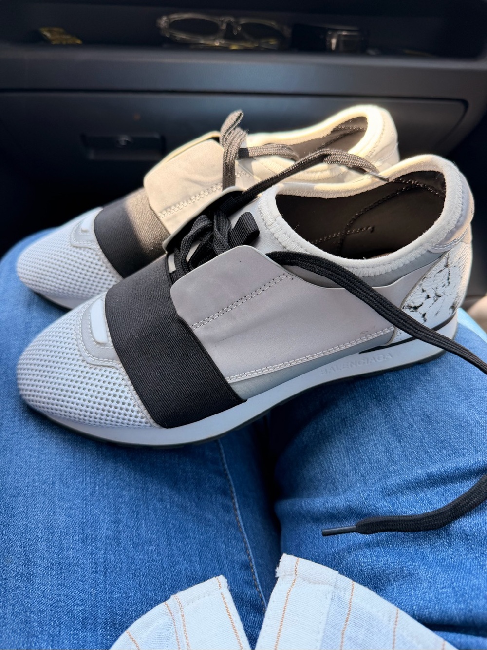 Balenciaga White & Black Slip-On Lace-Up Sneakers